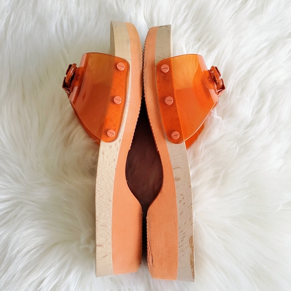 Dr Scholl's X Urban Outfitters Jelly Sandals 8/38 Adjustable Buckle Orange - Picture 3 of 9
